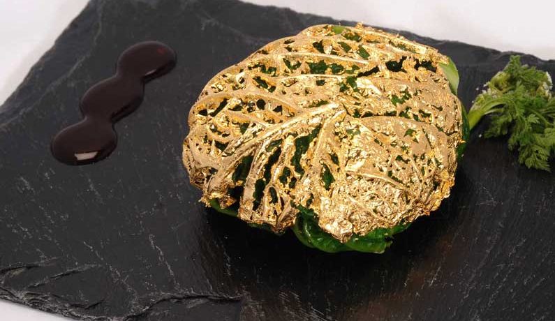 Sarma with gold leaf